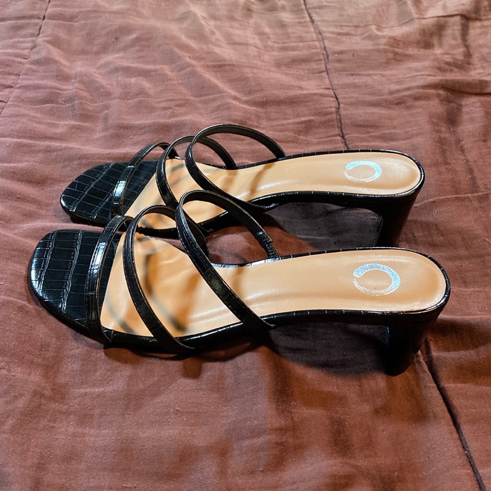Black Slip On Sandals. NWOT!